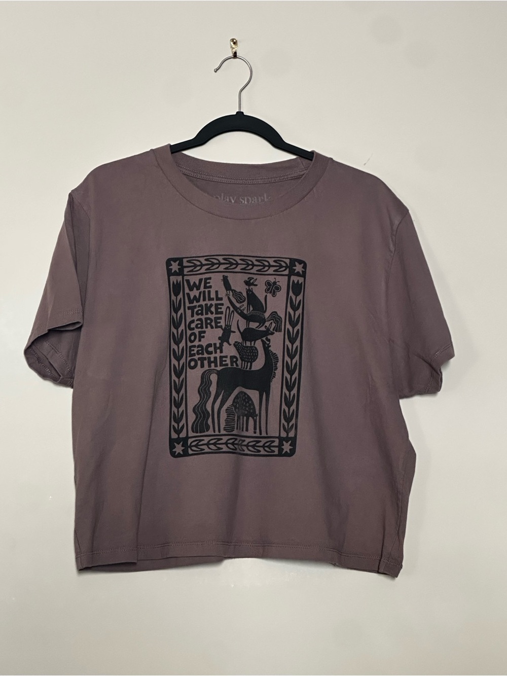 We Will Take Care Graphic Tee - Mauve Brown
